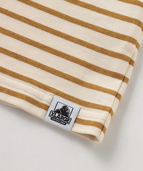 XLARGE KIDS（エクストララージキッズ）の「ワイドシルエットボーダーリンガー半袖Tシャツ（Tシャツ/カットソー・キッズ・ベージュ/カーキ/ホワイト・130cm/100cm/90cm/140cm/110cm/120cm）」の9枚目の写真