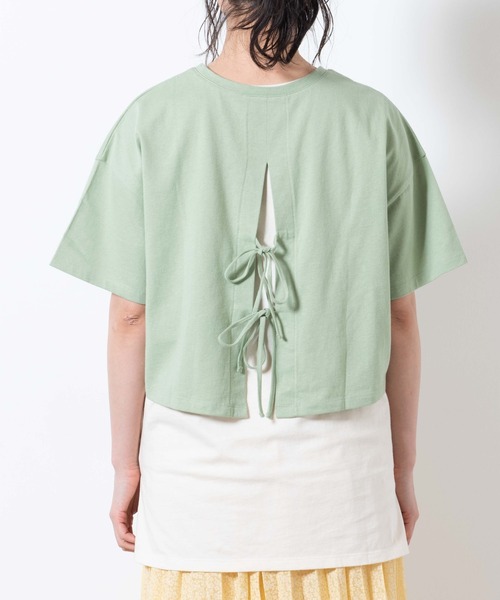WEGO（ウィゴー）の「WEGO/【2点セット】タンクSETバックリボンTシャツ（Tシャツ/カットソー・レディース・グリーン/ブラック・FREE）」の11枚目の写真