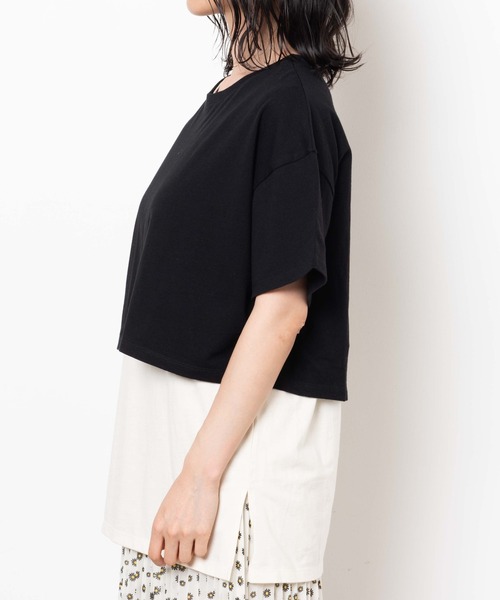 WEGO（ウィゴー）の「WEGO/【2点セット】タンクSETバックリボンTシャツ（Tシャツ/カットソー・レディース・グリーン/ブラック・FREE）」の6枚目の写真