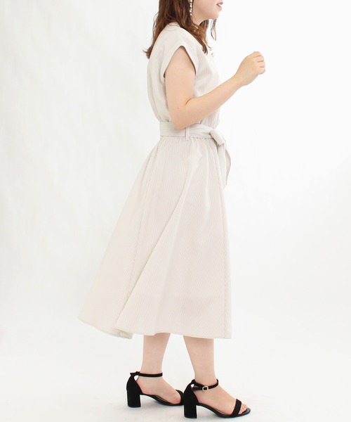 ASTORIA ODIER(アストリアオディール)の「ストライプヘンリーネックワンピース(ワンピース・レディース・ベージュ/ピンク/ブルー/ブラック×ブルー・MEDIUM)」の9枚目の写真