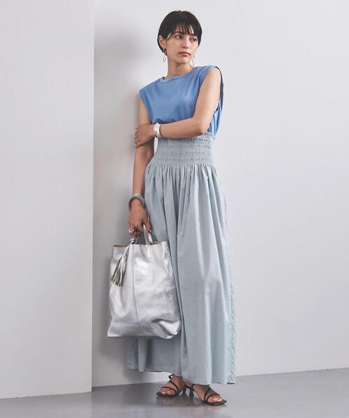 UNITED ARROWS（ユナイテッドアローズ）の「UWCC C シャーリング 2WAY ワンピース◆（ワンピース・レディース・ライム/ブラック・FREE）」の8枚目の写真