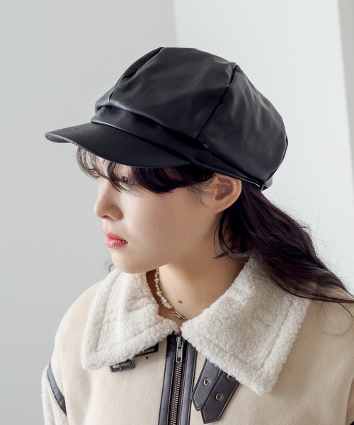 RASVOA（ラスボア）の「フェイクレザーキャスケット（キャスケット・レディース・ブラック・FREE）」の9枚目の写真