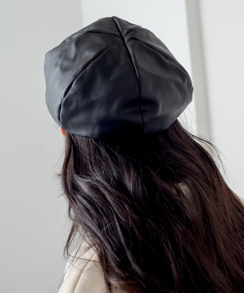 RASVOA（ラスボア）の「フェイクレザーキャスケット（キャスケット・レディース・ブラック・FREE）」の7枚目の写真