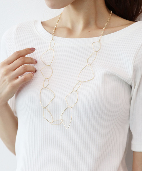 Three Four Time（ｽﾘｰﾌｫｰﾀｲﾑ）の「マットメタルフレームネックレス（ネックレス・レディース・シルバー/ゴールド/ブラック・FREE）」の3枚目の写真