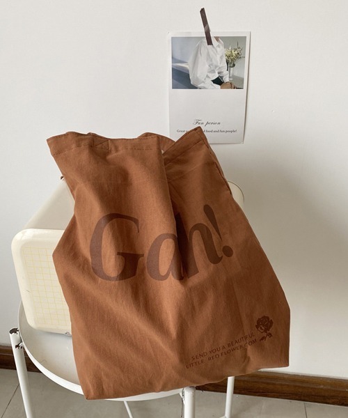 HALEY PESCA（ヘーリーペスカ）の「HALEY PESCA/ロゴ入り韓国風トートバッグ（トートバッグ・レディース・ブラウン/ピンク/イエロー/ブラウン系その他/イエロー系その他/ピンク系その他・FREE）」の2枚目の写真