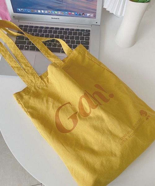 HALEY PESCA（ヘーリーペスカ）の「HALEY PESCA/ロゴ入り韓国風トートバッグ（トートバッグ・レディース・ブラウン/ピンク/イエロー/ブラウン系その他/イエロー系その他/ピンク系その他・FREE）」の4枚目の写真