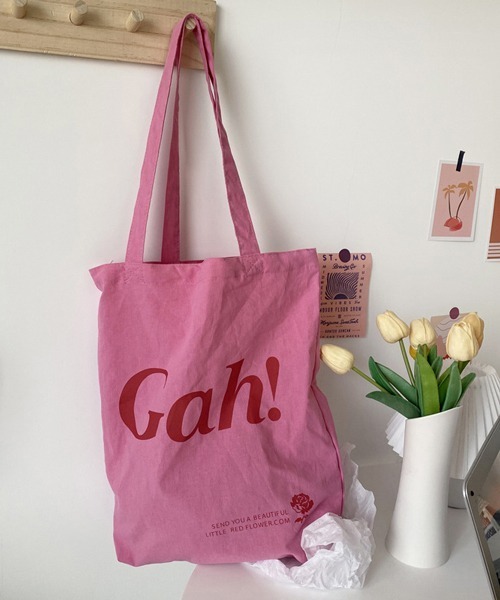 HALEY PESCA（ヘーリーペスカ）の「HALEY PESCA/ロゴ入り韓国風トートバッグ（トートバッグ・レディース・ブラウン/ピンク/イエロー/ブラウン系その他/イエロー系その他/ピンク系その他・FREE）」の6枚目の写真