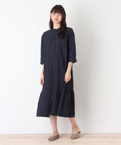 DRESKIP（ドレスキップ）の「◆バックティアードロングワンピース（ワンピース・レディース・カーキ/ライトベージュ/ネイビー・02/03/04）」の3枚目の写真