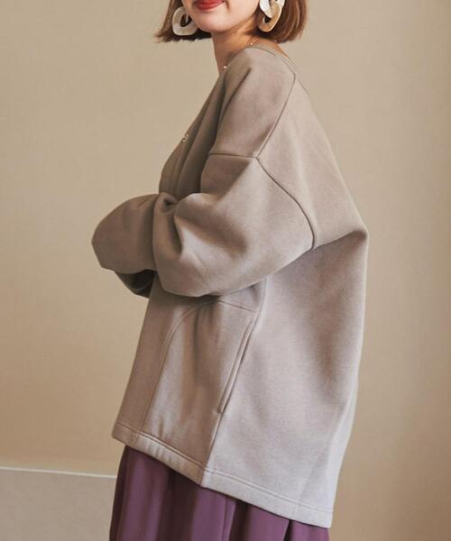 coen（コーエン）の「【復刻】USAコットン裏起毛スウェットミディアム丈カーディガン（WEB限定カラー）（カーディガン/ボレロ・レディース・ブラック/ダークグレー/モカ/ナチュラル・FREE）」の5枚目の写真