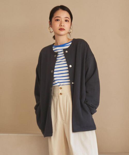 coen（コーエン）の「【復刻】USAコットン裏起毛スウェットミディアム丈カーディガン（WEB限定カラー）（カーディガン/ボレロ・レディース・ブラック/ダークグレー/モカ/ナチュラル・FREE）」の16枚目の写真