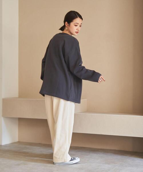 coen（コーエン）の「【復刻】USAコットン裏起毛スウェットミディアム丈カーディガン（WEB限定カラー）（カーディガン/ボレロ・レディース・ブラック/ダークグレー/モカ/ナチュラル・FREE）」の12枚目の写真