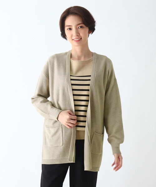 DRESKIP（ドレスキップ）の「◆ポケット付き透かし編みトッパーカーディガン（カーディガン/ボレロ・レディース・ライトベージュ/サンドベージュ/ブラック/パープル系・02/04/03）」の4枚目の写真