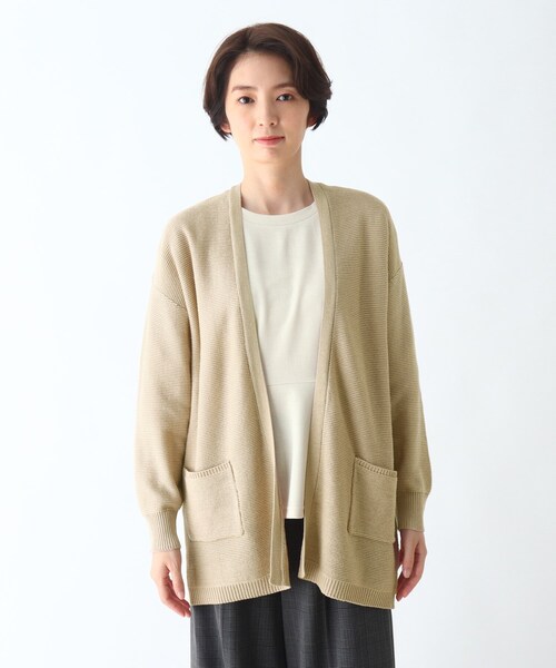 DRESKIP（ドレスキップ）の「◆ポケット付き透かし編みトッパーカーディガン（カーディガン/ボレロ・レディース・ライトベージュ/サンドベージュ/ブラック/パープル系・02/04/03）」の5枚目の写真