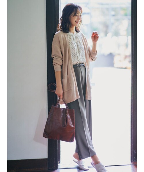 DRESKIP（ドレスキップ）の「◆ポケット付き透かし編みトッパーカーディガン（カーディガン/ボレロ・レディース・ライトベージュ/サンドベージュ/ブラック/パープル系・02/04/03）」の12枚目の写真