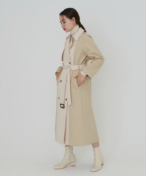 TINA:JOJUN(ティーナジョジュン)の「配色切り替え トレンチコート TINA:JOJUN(トレンチコート・レディース・ライトベージュ/ベージュ・M)」の7枚目の写真
