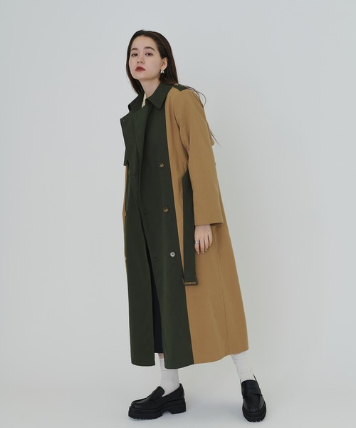 TINA:JOJUN(ティーナジョジュン)の「配色切り替え トレンチコート TINA:JOJUN(トレンチコート・レディース・ライトベージュ/ベージュ・M)」の5枚目の写真