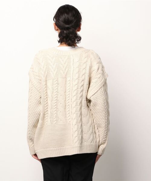 Per sist ence（パーシエンス）の「Per sist ence/パーシエンス　編み時切替 2WAYカーディガン（カーディガン/ボレロ・レディース・ブラック/グレイッシュベージュ/キャメル/アイボリー・FREE）」の5枚目の写真