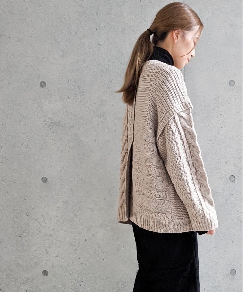Per sist ence（パーシエンス）の「Per sist ence/パーシエンス　編み時切替 2WAYカーディガン（カーディガン/ボレロ・レディース・ブラック/グレイッシュベージュ/キャメル/アイボリー・FREE）」の22枚目の写真