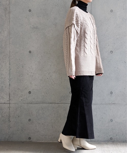 Per sist ence（パーシエンス）の「Per sist ence/パーシエンス　編み時切替 2WAYカーディガン（カーディガン/ボレロ・レディース・ブラック/グレイッシュベージュ/キャメル/アイボリー・FREE）」の21枚目の写真