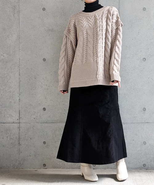 Per sist ence（パーシエンス）の「Per sist ence/パーシエンス　編み時切替 2WAYカーディガン（カーディガン/ボレロ・レディース・ブラック/グレイッシュベージュ/キャメル/アイボリー・FREE）」の20枚目の写真