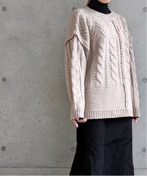 Per sist ence（パーシエンス）の「Per sist ence/パーシエンス　編み時切替 2WAYカーディガン（カーディガン/ボレロ・レディース・ブラック/グレイッシュベージュ/キャメル/アイボリー・FREE）」の19枚目の写真