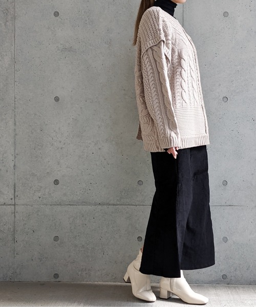 Per sist ence（パーシエンス）の「Per sist ence/パーシエンス　編み時切替 2WAYカーディガン（カーディガン/ボレロ・レディース・ブラック/グレイッシュベージュ/キャメル/アイボリー・FREE）」の17枚目の写真