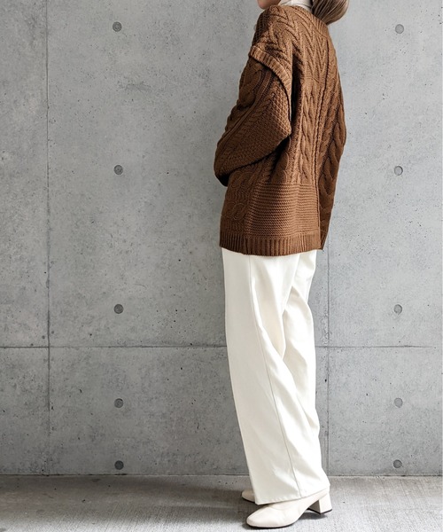 Per sist ence（パーシエンス）の「Per sist ence/パーシエンス　編み時切替 2WAYカーディガン（カーディガン/ボレロ・レディース・ブラック/グレイッシュベージュ/キャメル/アイボリー・FREE）」の13枚目の写真