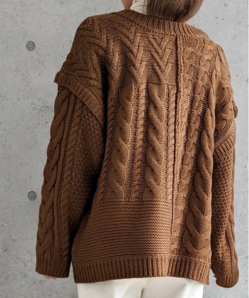 Per sist ence（パーシエンス）の「Per sist ence/パーシエンス　編み時切替 2WAYカーディガン（カーディガン/ボレロ・レディース・ブラック/グレイッシュベージュ/キャメル/アイボリー・FREE）」の12枚目の写真