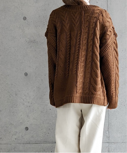 Per sist ence（パーシエンス）の「Per sist ence/パーシエンス　編み時切替 2WAYカーディガン（カーディガン/ボレロ・レディース・ブラック/グレイッシュベージュ/キャメル/アイボリー・FREE）」の11枚目の写真