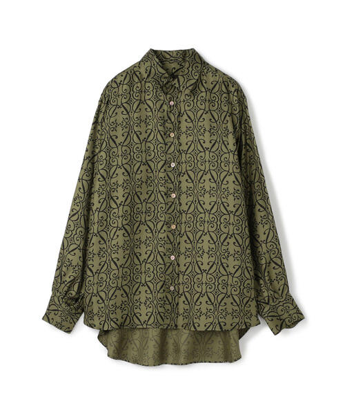 SOULEIADO（ソレイアード）の「シルクプリント オーバーサイズシャツ（シャツ/ブラウス・メンズ・ブラック系その他/グリーン系その他3/グレー系その他/ブルー系その他4/グリーン系その他2・5/6）」の4枚目の写真