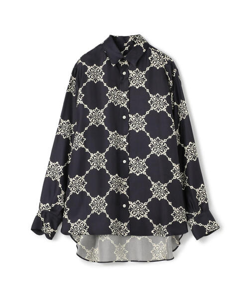 SOULEIADO（ソレイアード）の「シルクプリント オーバーサイズシャツ（シャツ/ブラウス・メンズ・ブラック系その他/グリーン系その他3/グレー系その他/ブルー系その他4/グリーン系その他2・5/6）」の5枚目の写真