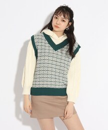 PINK-latte（ピンクラテ）の「◆【リピ♪人気商品再入荷♪/WEB限定カラー/洗える】柄ニットベスト（ベスト・キッズ）」