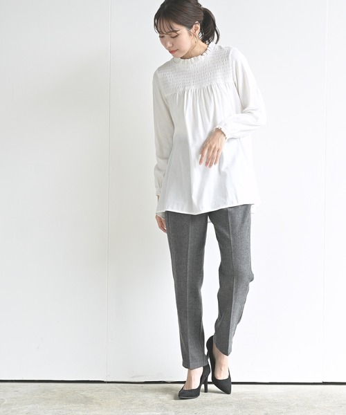 rps(アールピーエス)の「先染めセンタープレステーパードパンツ(スラックス・レディース・グレー/チャコールグレー/ブラウン・M)」の8枚目の写真