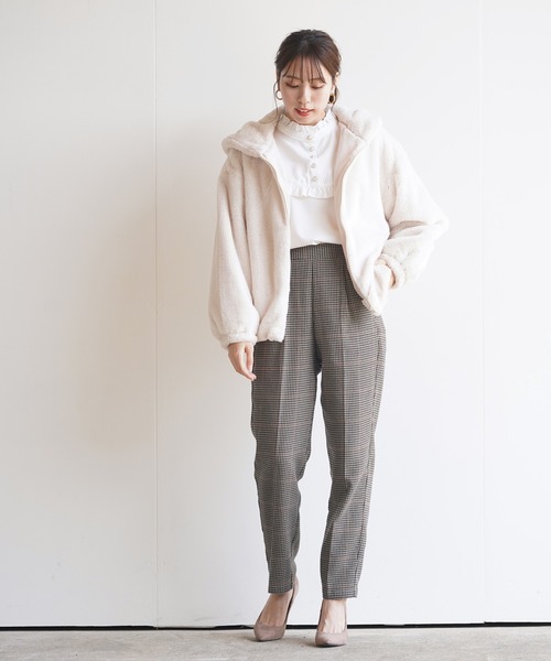 rps(アールピーエス)の「先染めセンタープレステーパードパンツ(スラックス・レディース・グレー/チャコールグレー/ブラウン・M)」の20枚目の写真