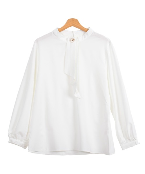 Felt-Maglietta（フェルトマリエッタ）の「ゆったりパフスリーブボウタイブラウス（シャツ/ブラウス・レディース・ベージュ/ブラック/ホワイト/ネイビー/ブラウン/ダークグリーン/ボルドー/ライトベージュ/ブルー/グレイッシュベージュ・FREE）」の19枚目の写真