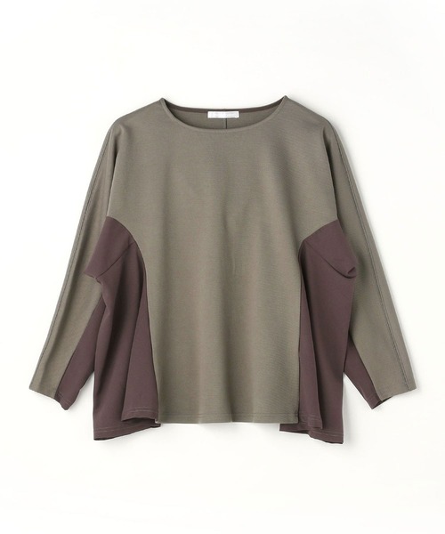 NICOLE white(ニコルホワイト)の「サイド異素材使いフレアーTEE(Tシャツ/カットソー・レディース・ブラック/グレー/オフホワイト・FREE)」の6枚目の写真