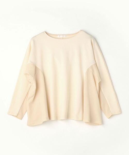 NICOLE white(ニコルホワイト)の「サイド異素材使いフレアーTEE(Tシャツ/カットソー・レディース・ブラック/グレー/オフホワイト・FREE)」の7枚目の写真