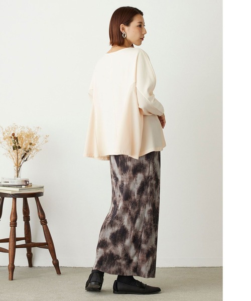 NICOLE white(ニコルホワイト)の「サイド異素材使いフレアーTEE(Tシャツ/カットソー・レディース・ブラック/グレー/オフホワイト・FREE)」の18枚目の写真