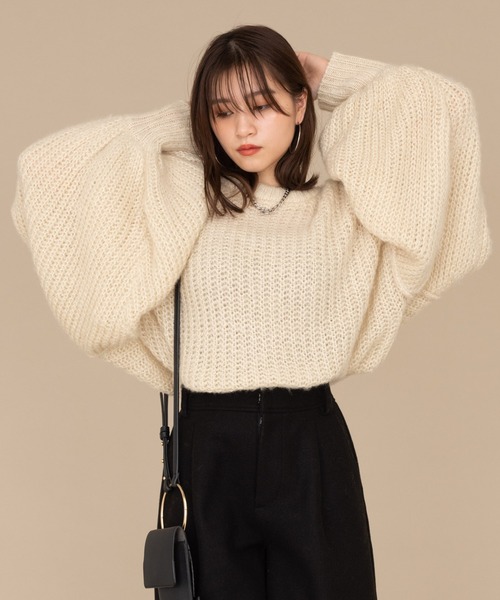 極美品⭐︎column ボリュームスリーブ ベージュニットセーター Pilgrim Surf+Supply（ピルグリム サーフ+サプライ）Fiore Knit Crew