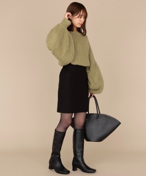 NEUNA（ヌナ）の「ニュアンスカラーモヘアライクボリュームスリーブニット（ニット/セーター・レディース・ブラック/グリーン/アイボリー・FREE）」の19枚目の写真