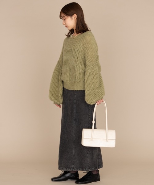 NEUNA（ヌナ）の「ニュアンスカラーモヘアライクボリュームスリーブニット（ニット/セーター・レディース・ブラック/グリーン/アイボリー・FREE）」の20枚目の写真