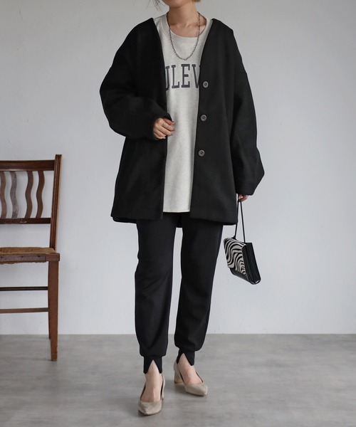 ENFOLD ノーカラー　コクーンジャケット DETAILS ジャケット ノーカラージャケット women/ノーカラー