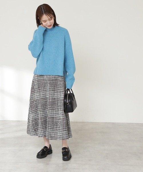 N.（N. Natural Beauty Basic）（エヌエヌナチュラルビューティーベーシック）の「【S Size Line】◆ツイードチェックセミフレアスカート（スカート・レディース・ブラック/ネイビー/ブラウン・SMALL/MEDIUM）」の8枚目の写真