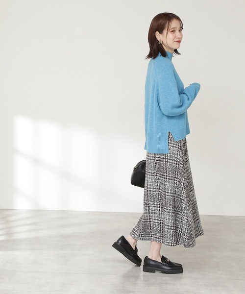 N.（N. Natural Beauty Basic）（エヌエヌナチュラルビューティーベーシック）の「【S Size Line】◆ツイードチェックセミフレアスカート（スカート・レディース・ブラック/ネイビー/ブラウン・SMALL/MEDIUM）」の9枚目の写真