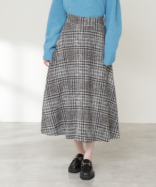N.（N. Natural Beauty Basic）（エヌエヌナチュラルビューティーベーシック）の「【S Size Line】◆ツイードチェックセミフレアスカート（スカート・レディース・ブラック/ネイビー/ブラウン・SMALL/MEDIUM）」の7枚目の写真