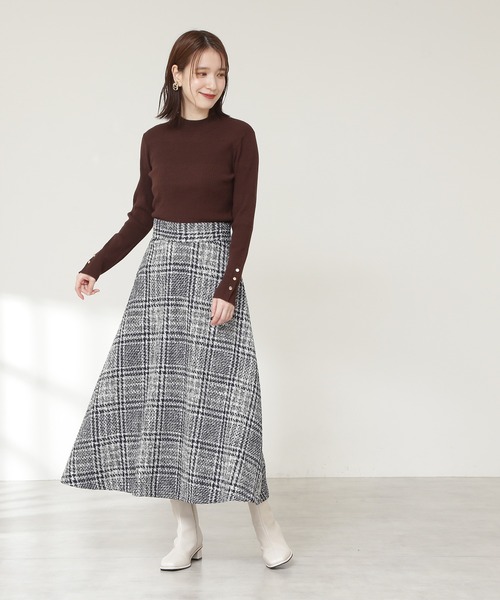 N.（N. Natural Beauty Basic）（エヌエヌナチュラルビューティーベーシック）の「【S Size Line】◆ツイードチェックセミフレアスカート（スカート・レディース・ブラック/ネイビー/ブラウン・SMALL/MEDIUM）」の11枚目の写真
