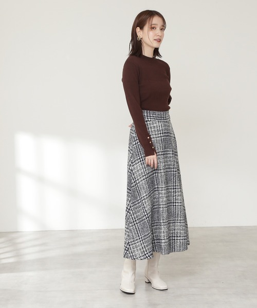 N.（N. Natural Beauty Basic）（エヌエヌナチュラルビューティーベーシック）の「【S Size Line】◆ツイードチェックセミフレアスカート（スカート・レディース・ブラック/ネイビー/ブラウン・SMALL/MEDIUM）」の12枚目の写真