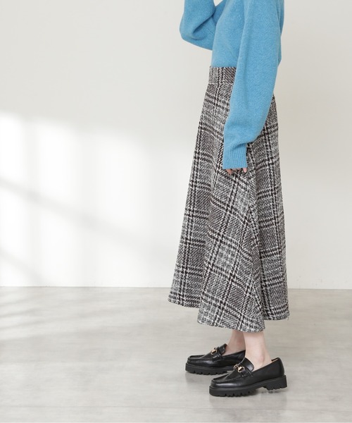 N.（N. Natural Beauty Basic）（エヌエヌナチュラルビューティーベーシック）の「【S Size Line】◆ツイードチェックセミフレアスカート（スカート・レディース・ブラック/ネイビー/ブラウン・SMALL/MEDIUM）」の13枚目の写真