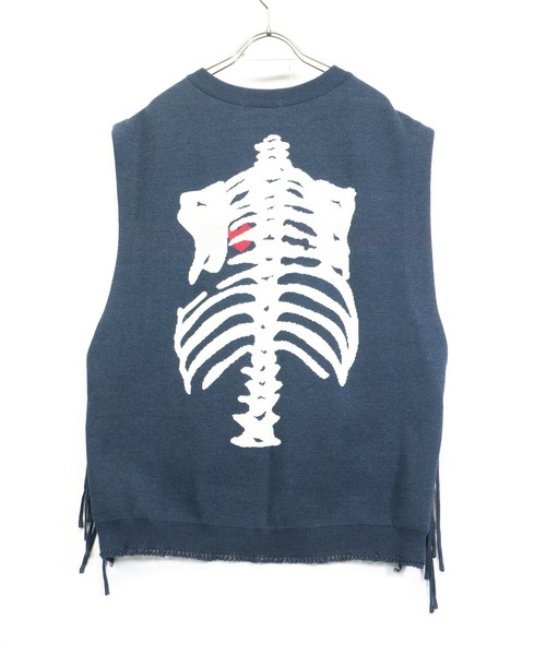 masterkey（マスターキー）の「masterkey マスターキー / FLYING-B ボーンズ柄ジャガードニットベスト / MK22S-K-10（ベスト・メンズ・ベージュ/インディゴブルー・2/1）」の12枚目の写真