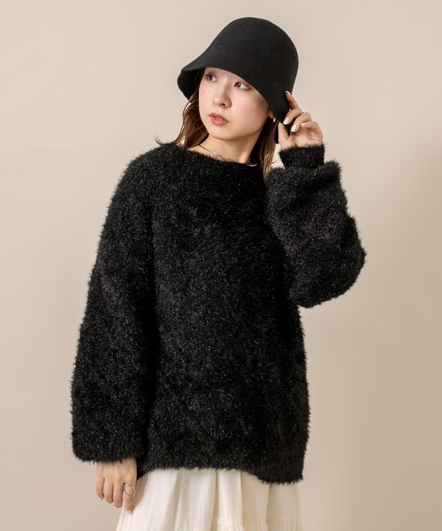 mline（エムライン）の「[mline] WEB限定 シャイニーケーブルボートニット（ニット/セーター・レディース・アイボリー/オフホワイト/ブラック・FREE）」の8枚目の写真